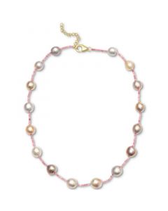 Multicolor Cultured Freshwater Pearl (10-13mm) & Pink Tourmaline (8-5/8 ct. t.w.) 20" Statement Necklace in 14k Gold-Plated Sterling Silver