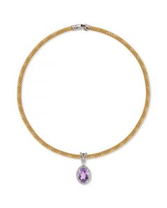 Amethyst (5-3/4 ct. t.w.) & White Topaz (5/8 ct. t.w.) Halo 18" Pendant Necklace in Sterling Silver & 18k Gold-Plate