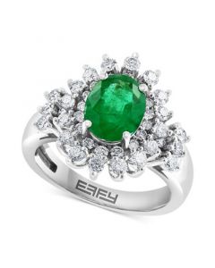 EFFY® Emerald (1-1/2 ct. t.w.) & Diamond (7/8 ct. t.w.) Ring in 14k White Gold