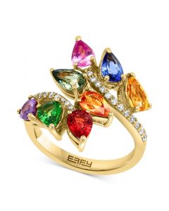 EFFY® Multi-Gemstone (3-7/8 ct. t.w.) & Diamond (1/5 ct. t.w.) Swirl Cluster Ring in 14k Gold