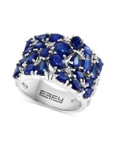 EFFY® Sapphire (6-3/4 ct. t.w.) & Diamond (1/2 ct. t.w.) Cluster Statement Ring in 14k White Gold