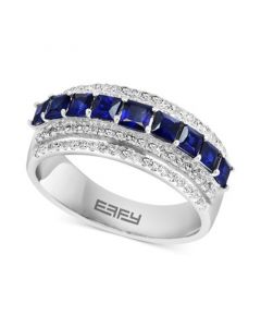 EFFY® Sapphire (1-1/8 ct. t.w.) & Diamond (3/8 ct. t.w.) Ring in 14k White Gold