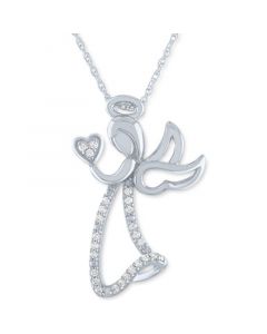 Diamond Angel 18" Pendant Necklace (1/10 ct. t.w.) in Sterling Silver