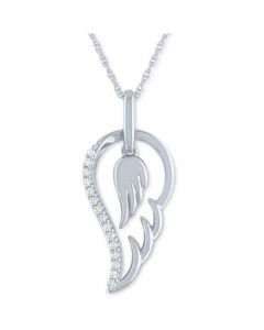 Diamond Angel Wing 18" Pendant Necklace (1/10 ct. t.w.) in Sterling Silver