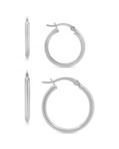 2-Pc. Set Polished Hoop Earrings in Sterling Silver, 15mm and 20mm