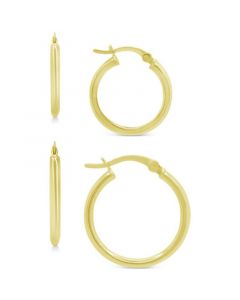 2-Pc. Set Polished Small Hoop Earrings in 18k Gold-Plated Sterling Silver, 15mm and 20mm