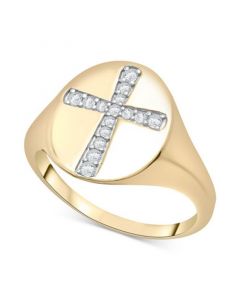 Diamond Cross Ring (1/7 ct. t.w.) in 14k Gold, Created for Macy's