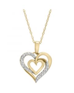 Diamond Double Heart 18" Pendant Necklace (1/10 ct. t.w.) in 10k Gold