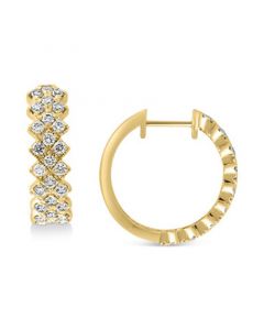 EFFY® Diamond Checkerboard Pattern Hoop Earrings (1 ct. t.w.) in 14k Gold