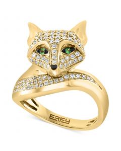 EFFY® Diamond (3/8 ct. t.w.) & Tsavorite Accent Fox Ring in 14k Gold