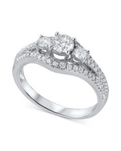 Diamond Three Stone Engagement Ring (1 ct. t.w.) in 14k White Gold