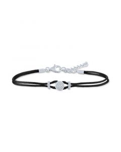 Diamond Accent Black Cord Bracelet in Sterling Silver