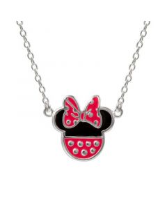 Minnie Mouse Enamel Pendant Necklace in Sterling Silver, 16" + 2" extender