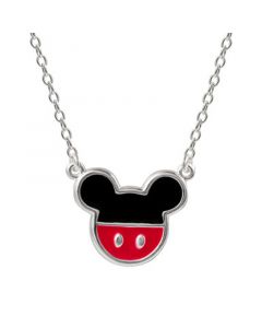 Mickey Mouse Enamel Pendant Necklace in Sterling Silver, 16" + 2" extender