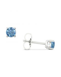 Lab-Created Blue Diamond Solitaire Stud Earrings (1/2 ct. t.w.) in Sterling Silver