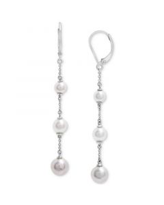 Cultured Freshwater Pearl (5-7mm) Graduated Linear Drop Earrings in Sterling Silver