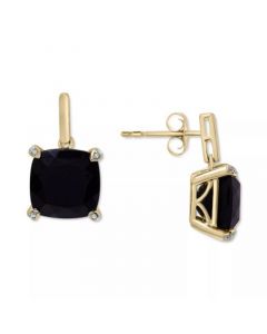 Onyx & Diamond Accent Drop Earrings in 14k Gold-Plated Sterling Silver