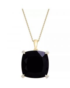 Onyx & Diamond Accent Necklace, 17" + 1" extender