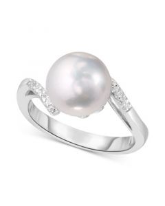 Cultured Freshwater Pearl (10 mm) & Lab-Created White Sapphire (1/3 ct. t.w.) Ring in Sterling Silver