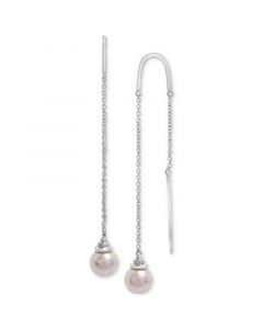 Cultured Freshwater Pearl (8mm) Threader Earrings in Sterling Silver