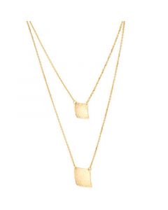 Hammered Square 17" Layered Pendant Necklace in 10K Gold