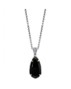 EFFY® Onyx Elongated Teardrop 18" Pendant Necklace in Sterling Silver & 18k Gold