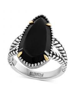 EFFY® Onyx Elongated Teardrop Statement Ring in Sterling Silver & 18k Gold