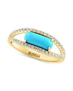 EFFY® Turquoise & Diamond (1/5 ct. t.w.) Openwork Ring in 14k Gold