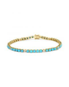 EFFY® Turquoise & Diamond (1/3 ct. t.w.) Tennis Bracelet in 14k Gold