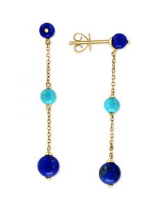 EFFY® Lapis Lazuli and Turquoise Linear Drop Earrings in 14k Gold