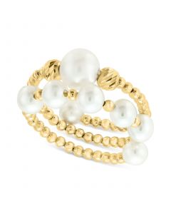 EFFY® Cultured Freshwater Pearl (4-1/2 - 7mm) Beaded Coil Ring in 14k Gold