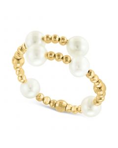 EFFY® Cultured Freshwater Pearl (4-1/2mm) Beaded Coil Ring in 14k Gold