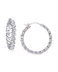 Moissanite Swirl Small Hoop Earrings (1-1/4 ct. t.w.) in Sterling Silver, 1"