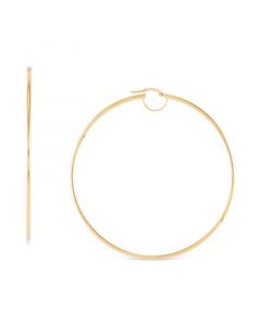 Polished Bridge Large Hoop Earrings in 10k Gold (70mm)