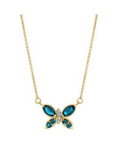 Blue Topaz (7/8 ct. t.w.) & Diamond (1/20 ct. t.w.) 18" Pendant Necklace in 14k Gold