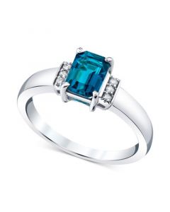 Blue Topaz (1-3/8 ct. t.w.) & Diamond (1/20 ct. t.w.) Ring in 14k White Gold