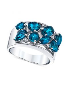 Blue Topaz (3-7/8 ct. t.w.) & Diamond (1/20 ct. t.w.) Multi-Shape Cluster Statement Ring in Sterling Silver