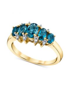 Blue Topaz (1-3/4 ct. t.w.) & Diamond (1/20 ct. t.w.) Graduated Statement Ring in 10k Gold