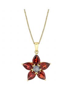 Rhodolite Garnet (4-1/4 ct. t.w.) & Diamond Accent Flower 18" Pendant Necklace in 10k Gold