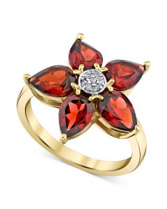 Rhodolite Garnet (4-1/4 ct. t.w.) & Diamond Accent Flower Ring in 10k Gold