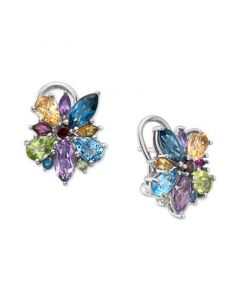 EFFY® Multi-Gemstone Flower Stud Earrings (6-1/20 ct. t.w.) in Sterling Silver