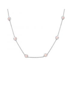 Mother-of-Pearl Station Collar Necklace in Sterling Silver, 17" + 1" extender