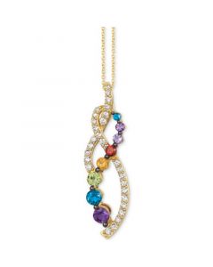 Multi-Gemstone (7/8 ct. t.w.) & Nude Diamond™ Crossover Swirl 18" Pendant Necklace in 14k Gold