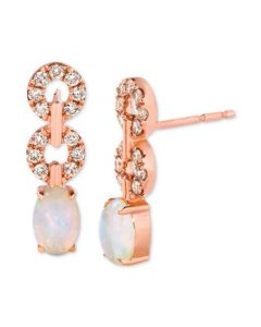 Neopolitan Opal (3/8 ct. t.w.) & Nude Diamond (1/4 ct. t.w.) Stud Earrings in 14k Rose Gold