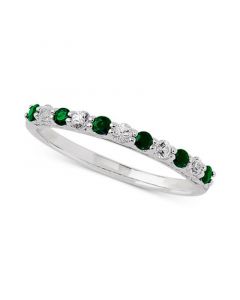 Emerald (1/4 ct. t.w.) & White Sapphire Ring (1/4 ct. t.w.) in 14k White Gold