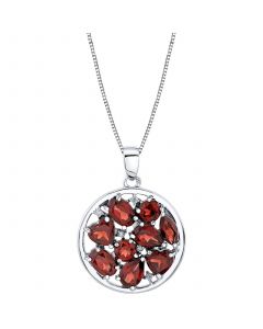 Rhodolite Garnet (4-1/4 ct. t.w.) & Diamond Accent Cluster 18" Pendant Necklace in Sterling Silver