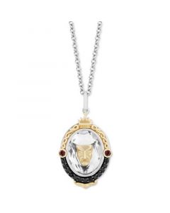 Multi-Gemstone (5-3/4 ct. t.w.) & Black Diamond (1/6 ct. t.w.) Evil Queen Mirror Pendant Necklace in Sterling Silver & 14k Gold