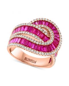 EFFY® Ruby (3-1/4 ct. t.w.) & Diamond (5/8 ct. t.w.) Swirl Statement Ring in 14k Rose Gold