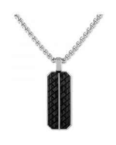 Textured Carbon Fiber Dog Tag 22" Pendant Necklace, Created for Macy's