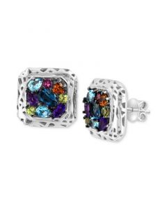 EFFY® Multi-Gemstone Cluster Stud Earrings (2-1/2 ct. t.w.) in Sterling Silver